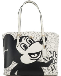 COACH Mickey Mouse Signature Tote Bag BlackWhite C4159