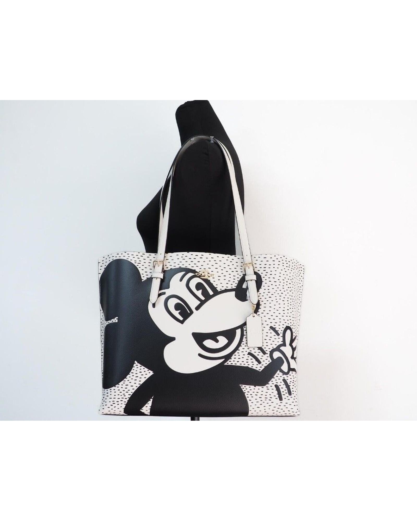 COACH Mickey Mouse Signature Tote Bag BlackWhite C4159