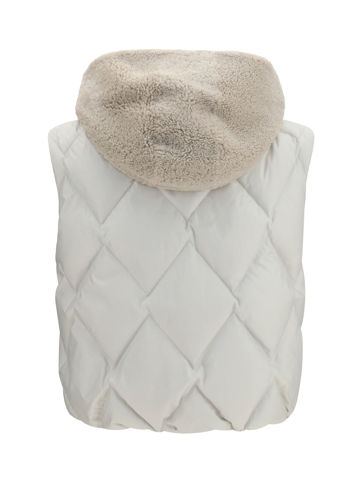 Brunello Cucinelli Women Padded Vest With Shearling Hood