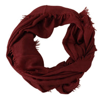 Dolce & Gabbana Red DG Crown Cashmere Silk Shawl Fringe Wrap Men's Scarf