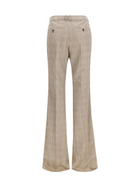 Saint Laurent Women Prince Of Wales Houndstooth Wool Flared Pants
