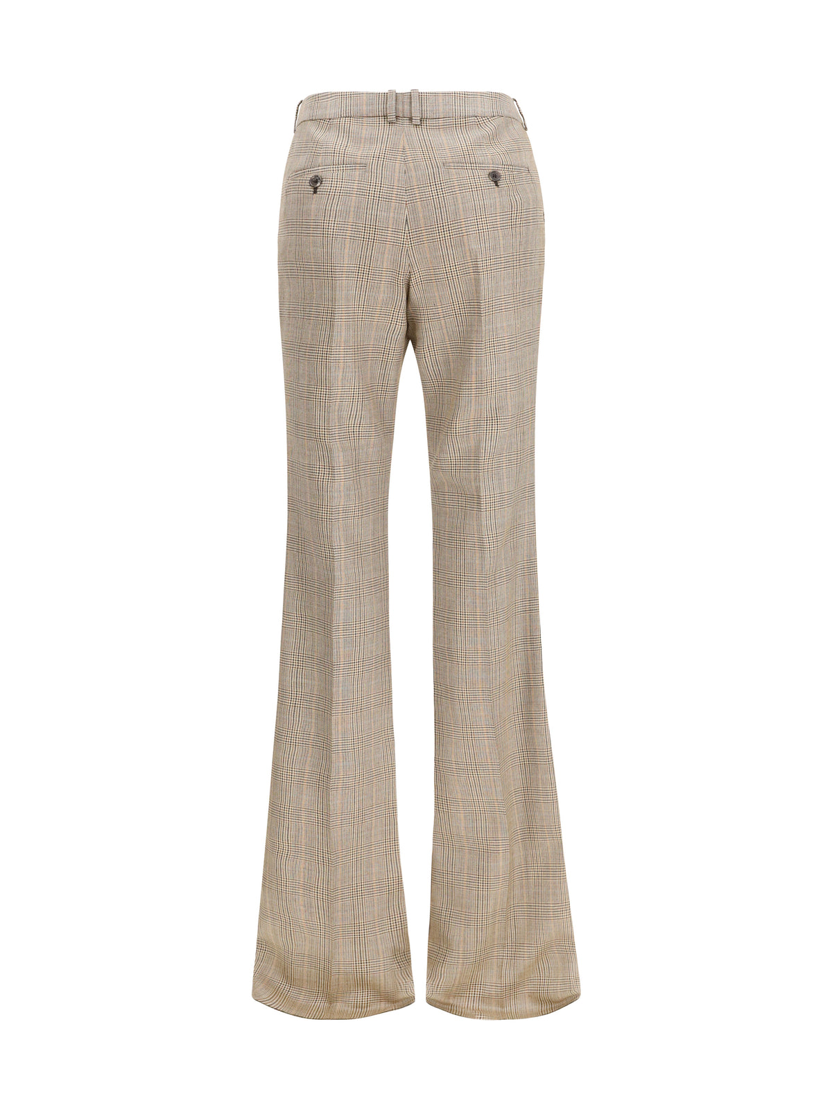 Saint Laurent Women Prince Of Wales Houndstooth Wool Flared Pants