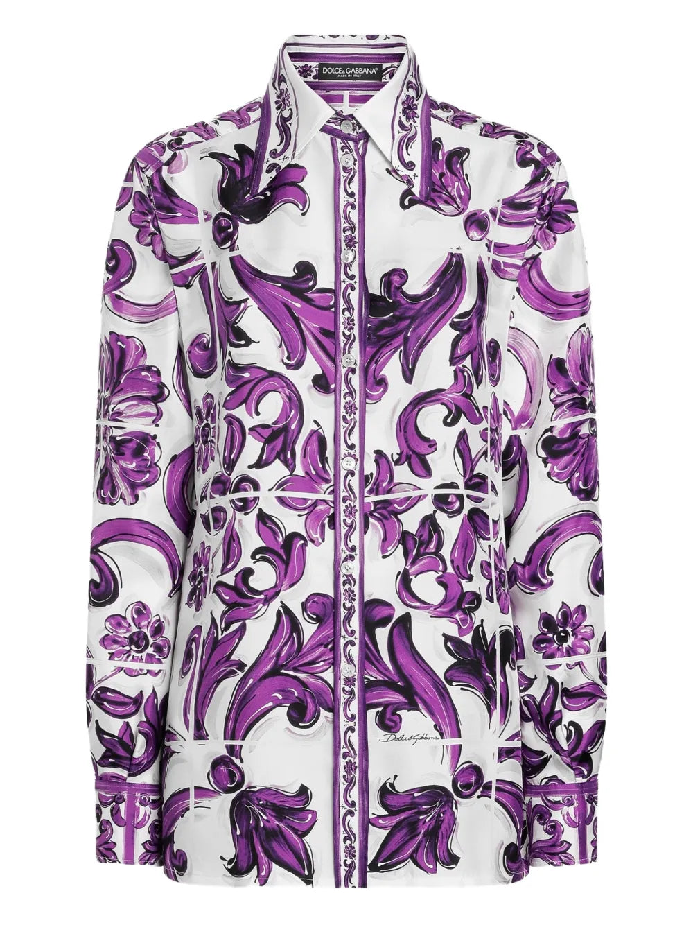 DOLCE & GABBANA Dolce & Gabbana Women Silk Shirt With Maiolica Print