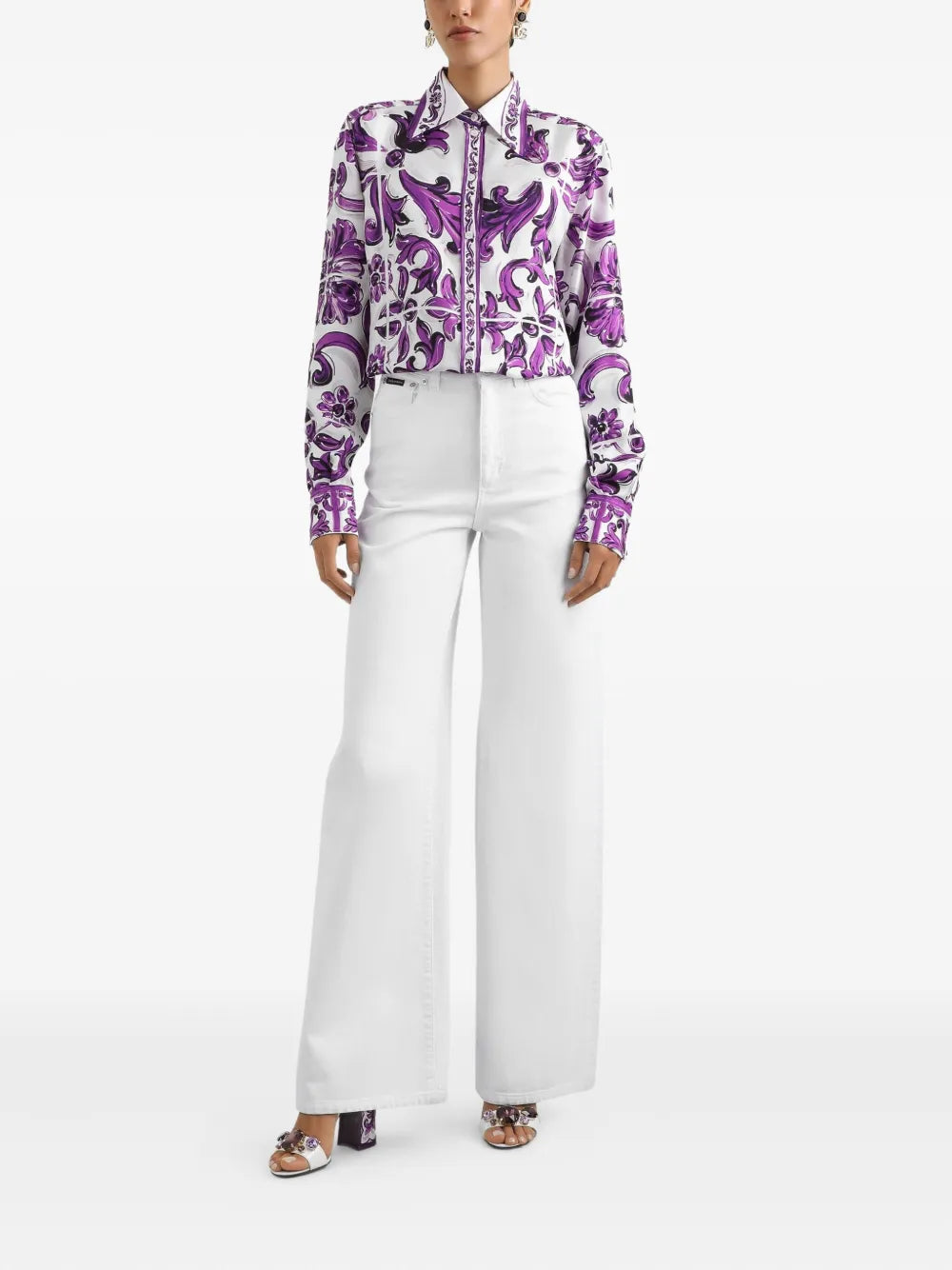 DOLCE & GABBANA Dolce & Gabbana Women Silk Shirt With Maiolica Print