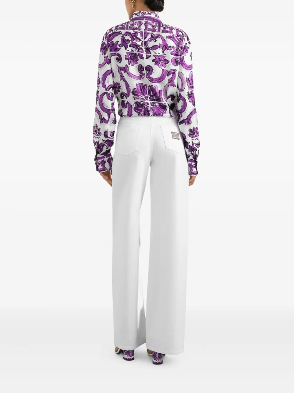 DOLCE & GABBANA Dolce & Gabbana Women Silk Shirt With Maiolica Print