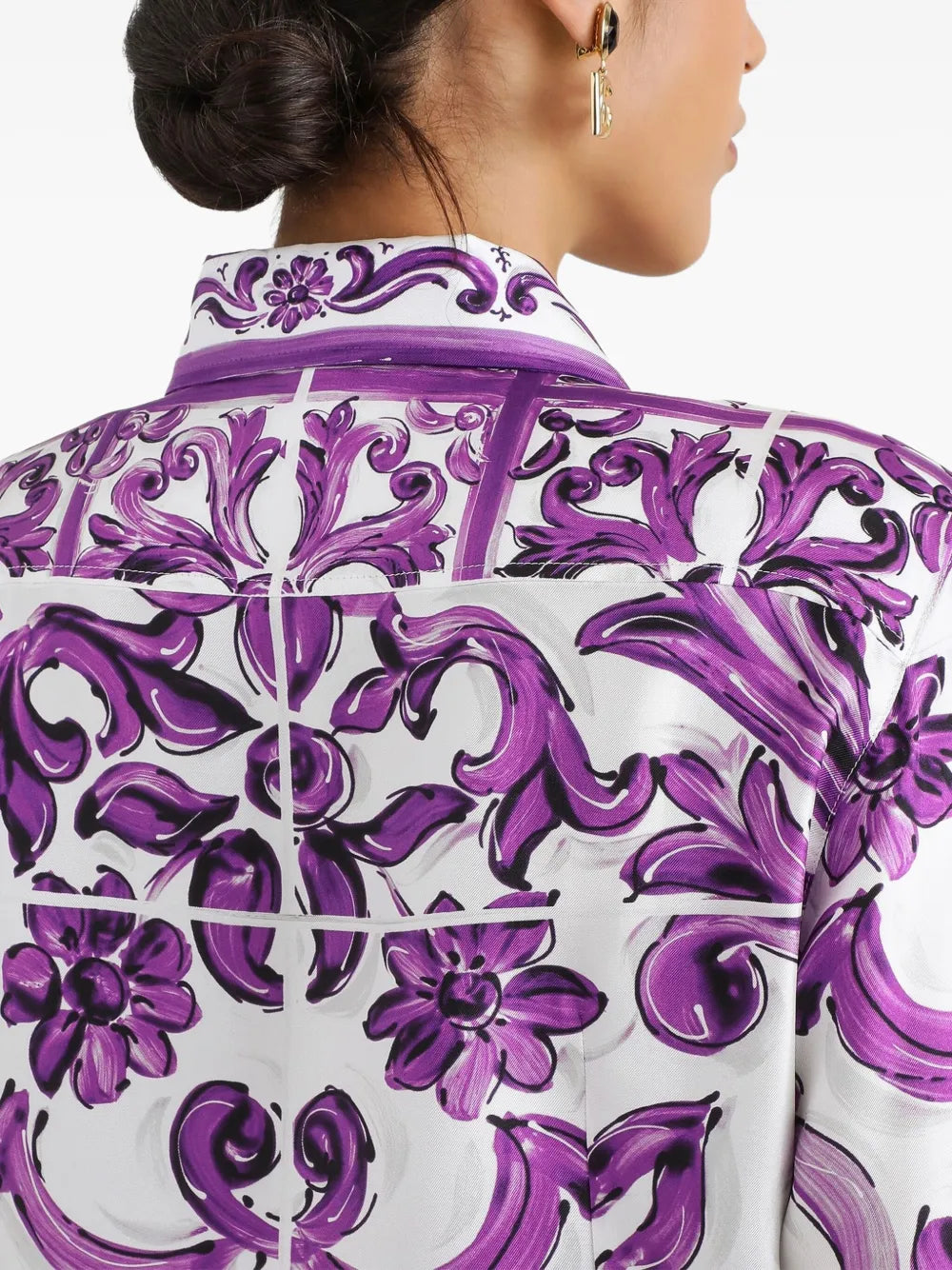 DOLCE & GABBANA Dolce & Gabbana Women Silk Shirt With Maiolica Print