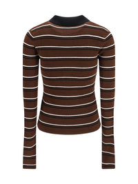 Ganni Women Striped Merino Polo Shirt