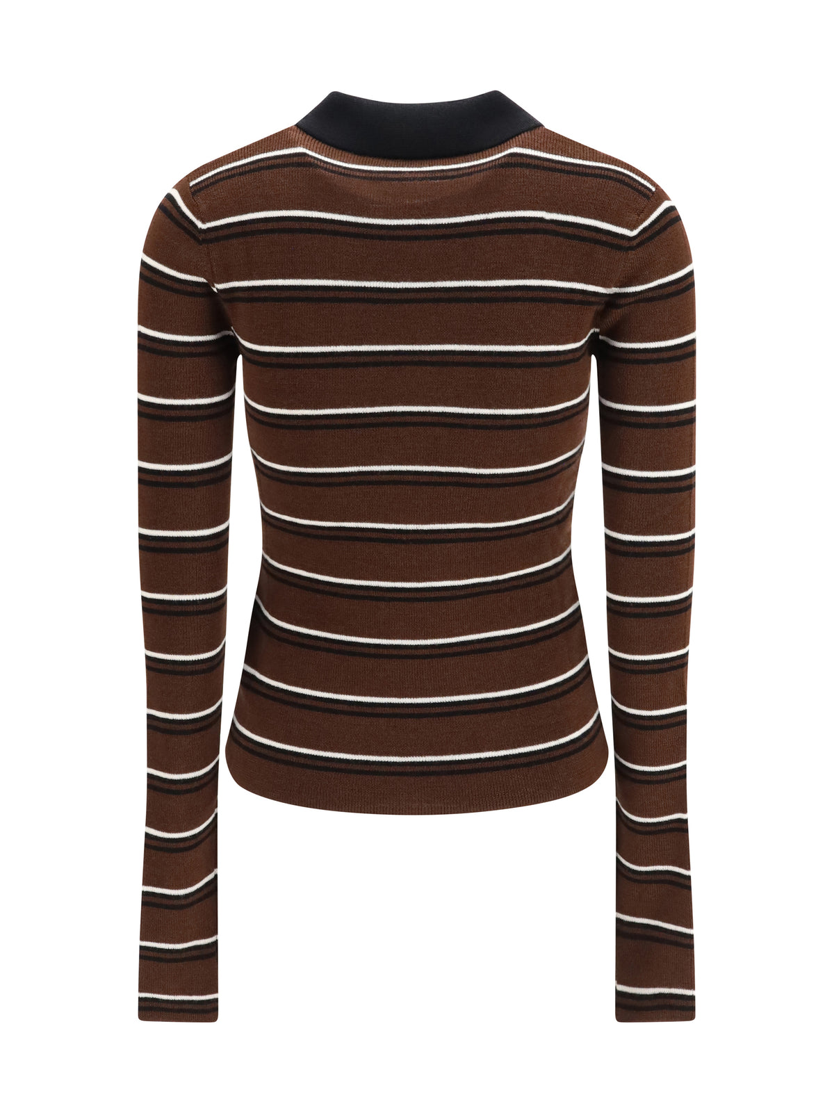 Ganni Women Striped Merino Polo Shirt