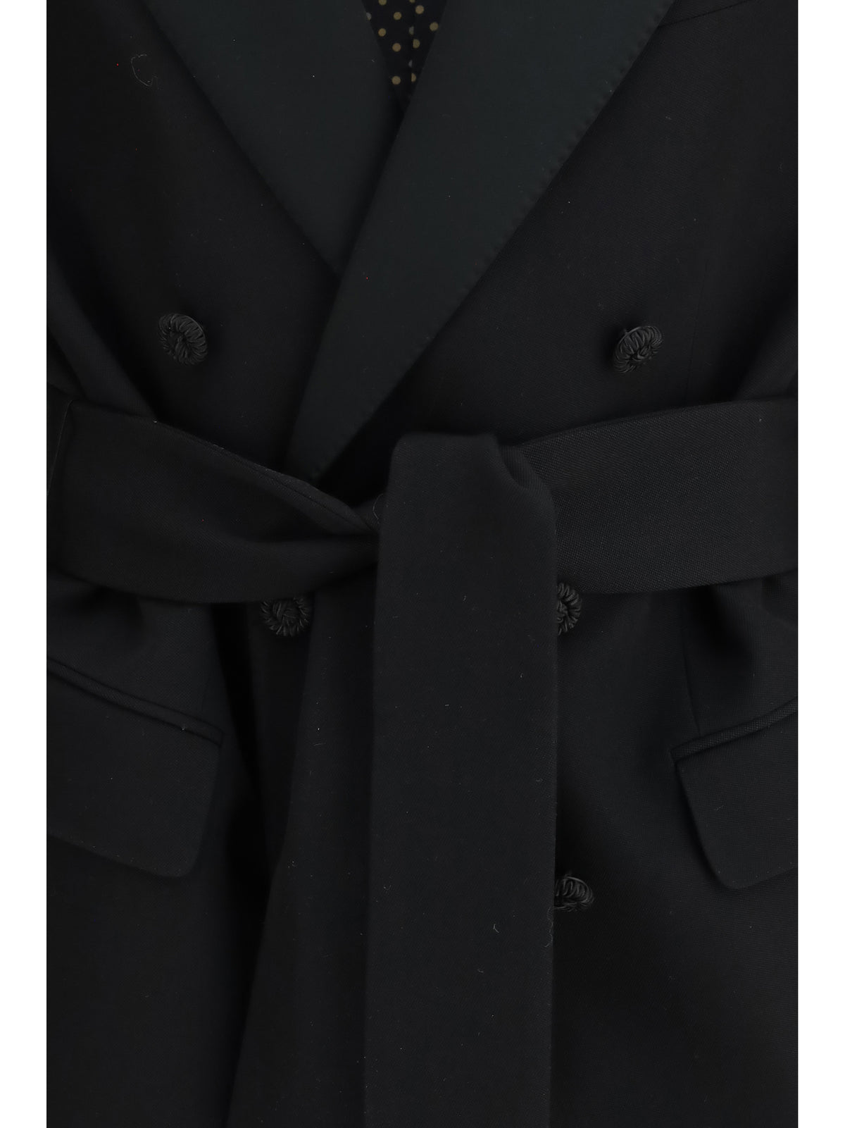 Valentino Men Double-Breasted Virgin Wool Blazer With Belt