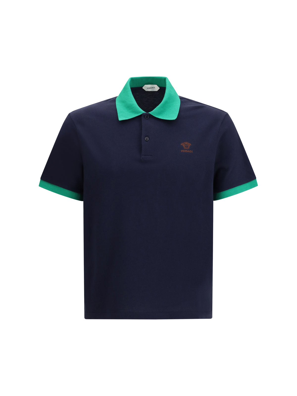 Versace Men Polo In Cotton Piqué With Embroidery