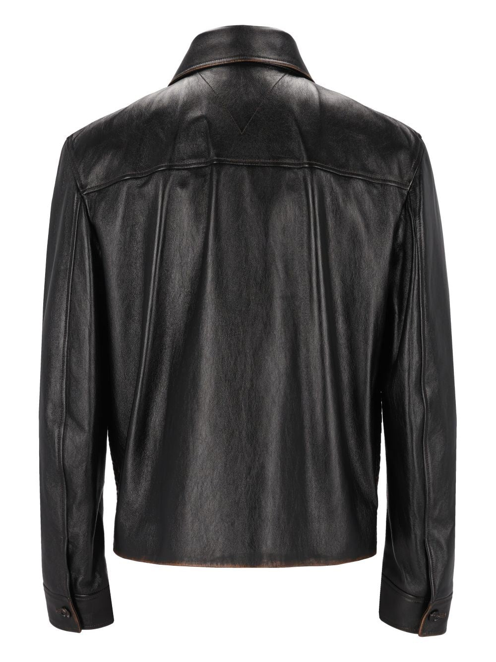 Bottega Veneta Men Intrecciato Leather Jacket