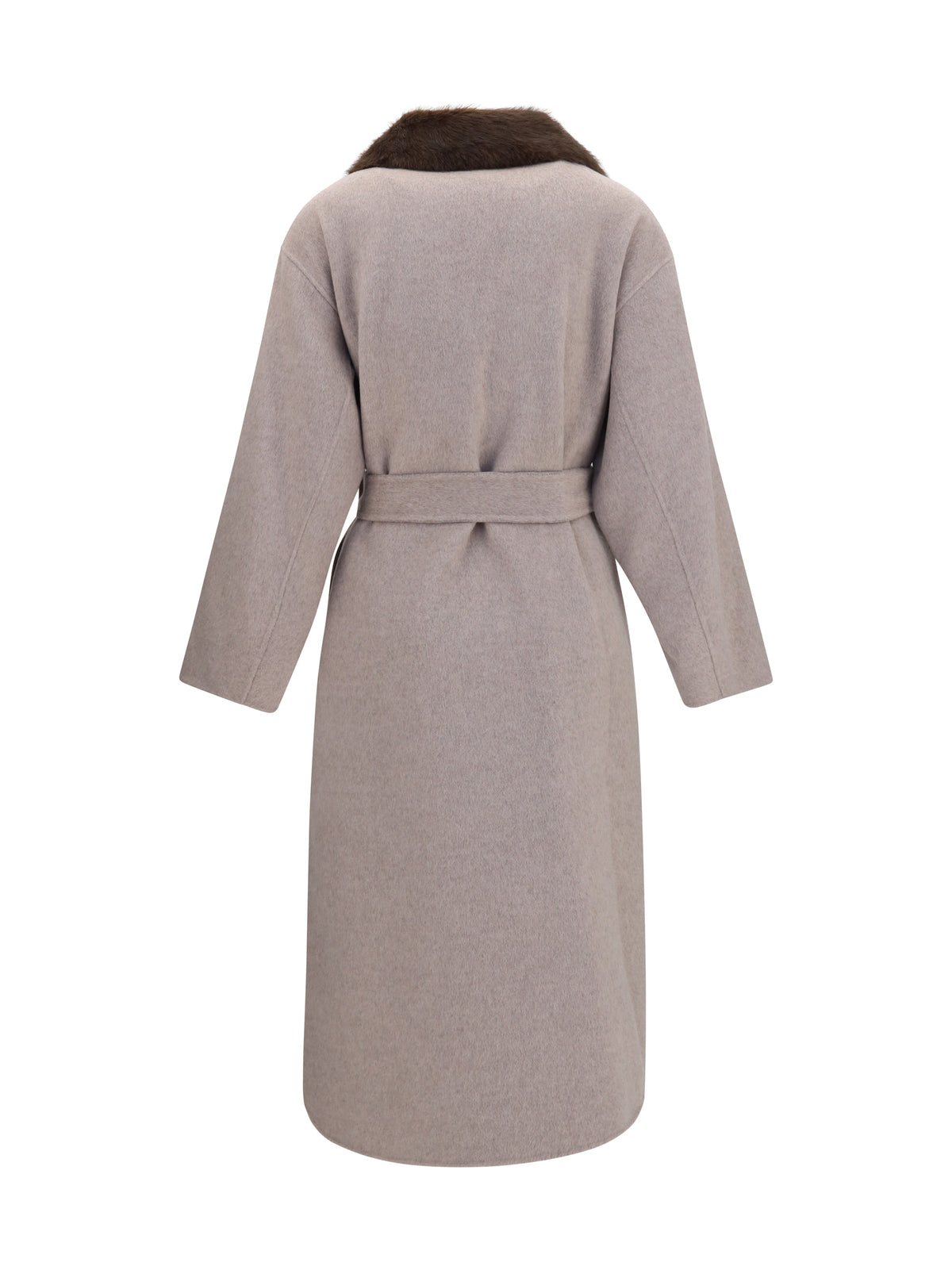 P.A.R.O.S.H. P.A.R.O.S.H. Women Wool Coat With Fur Collar And Belt