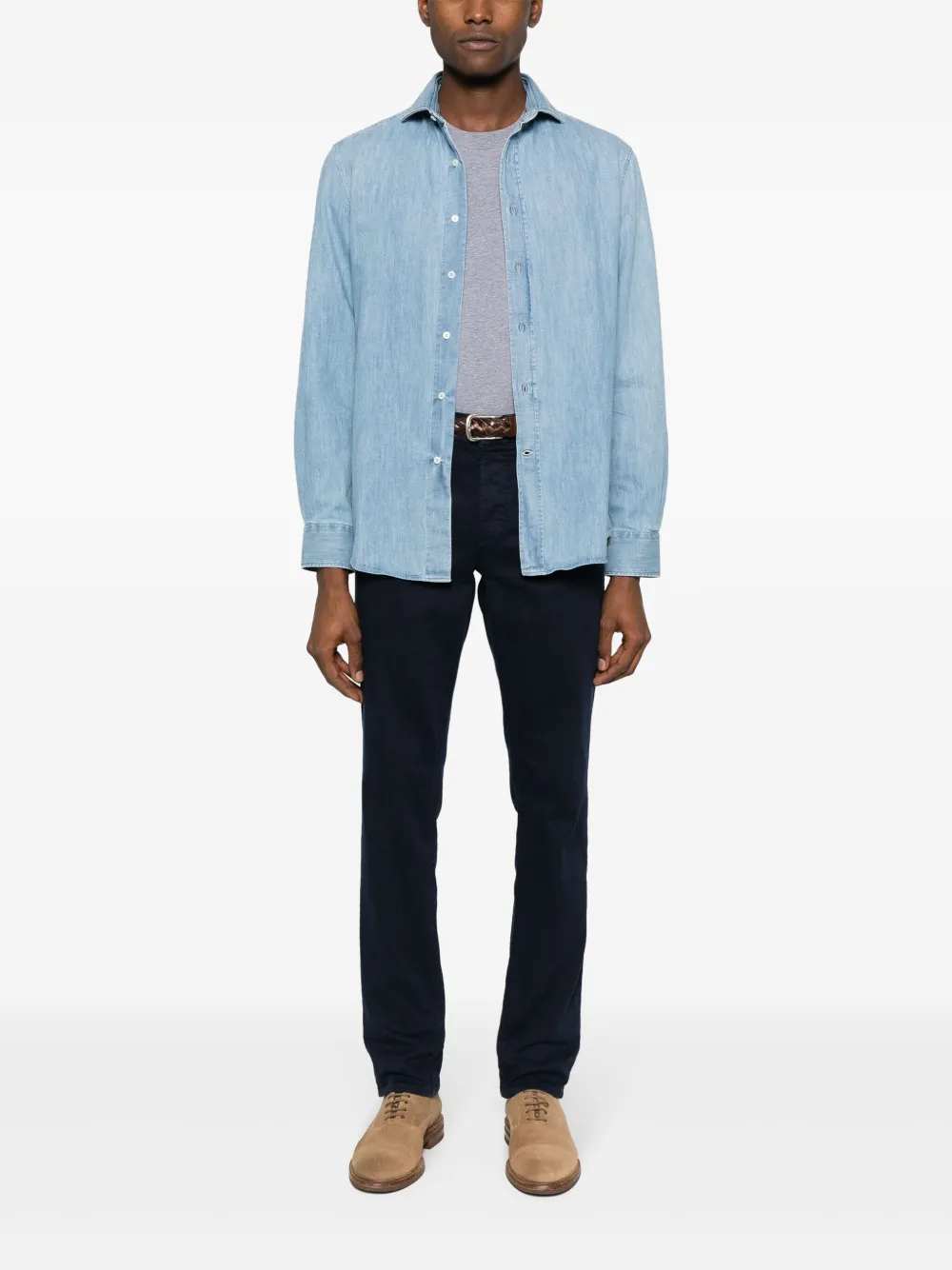 Brunello Cucinelli Men Denim Shirt