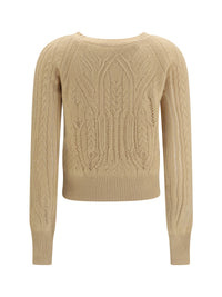 Ermanno Scervino Women Long Sleeve Cable Knit And Openwork Cashmere Sweater