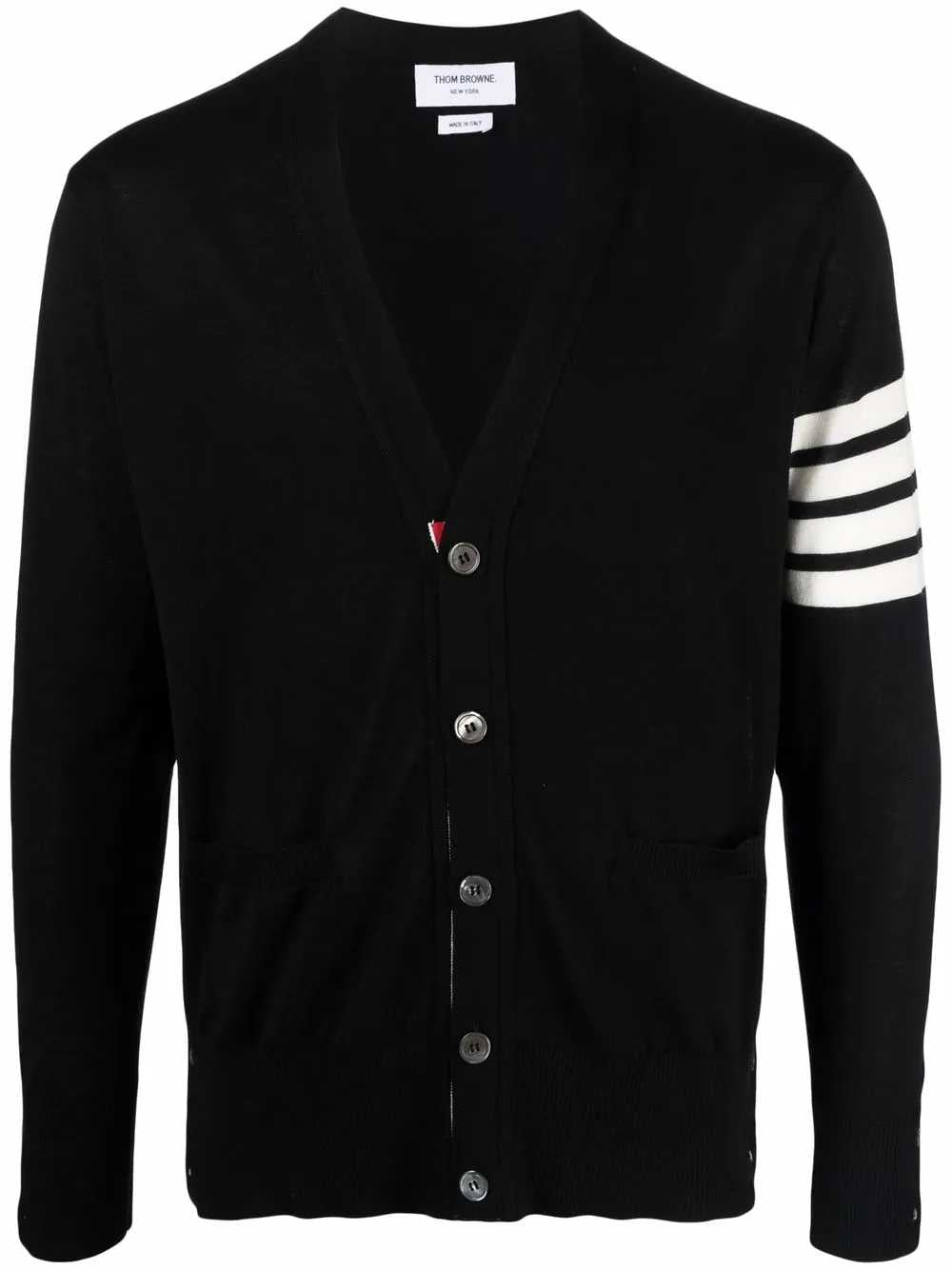 Thom Browne Men Cardigan With 4 Stripe Detail