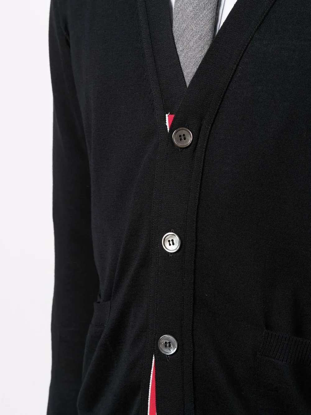 Thom Browne Men Cardigan With 4 Stripe Detail