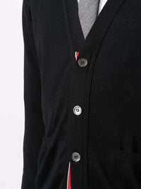 Thom Browne Men Cardigan With 4 Stripe Detail