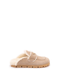 Prada Women Suede And Shearling Mules
