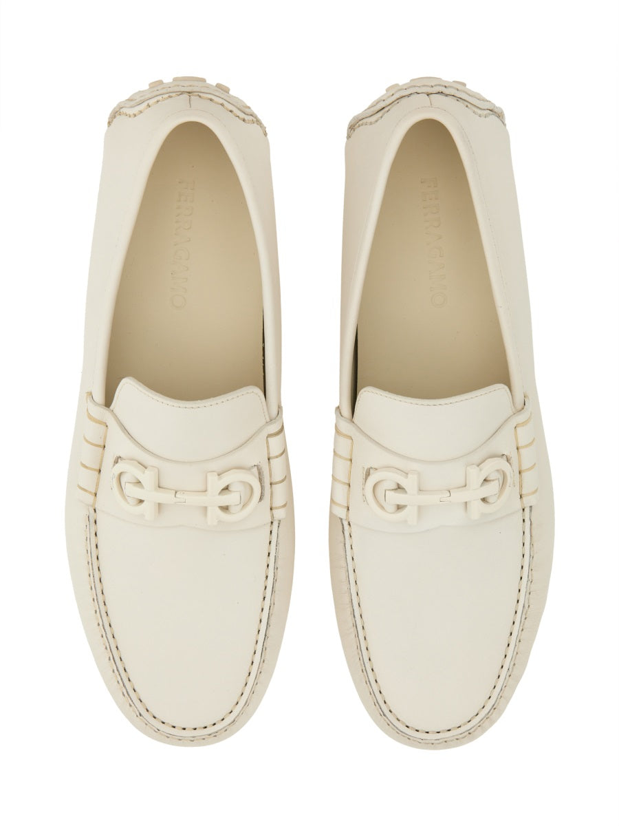 Ferragamo Men Moccasin With Gancini Ornament