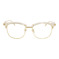 Bottega Veneta Eyeglasses Browline Full Rim, Beige/Gold Frame and Clear Demo Lenses Lens BV1011OA004