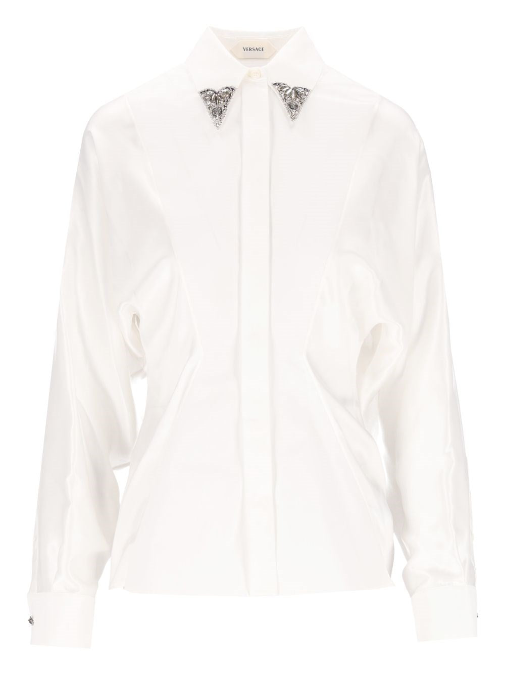 Versace Women Cotton Poplin Shirt With Embroidered Collar