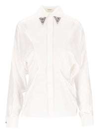 Versace Women Cotton Poplin Shirt With Embroidered Collar