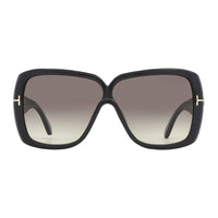 Tom Ford Sunglasses Square Full Rim, Shiny Black Frame and Gradient Smoke Lens FT103701B