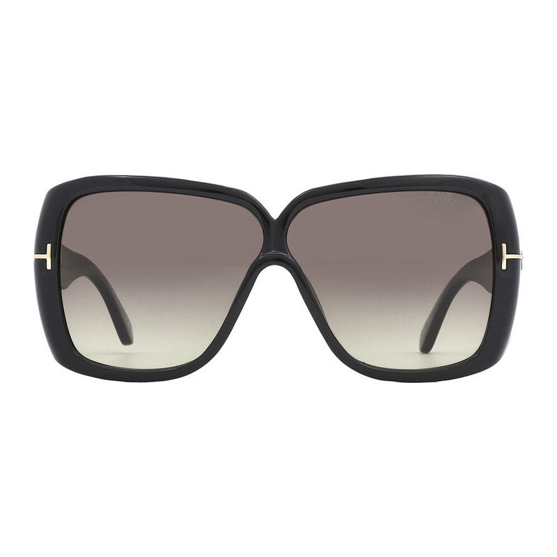 Tom Ford Sunglasses Square Full Rim, Shiny Black Frame and Gradient Smoke Lens FT103701B