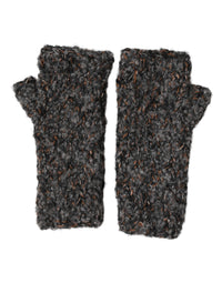 Dolce & Gabbana Gray Virgin Wool Knitted Fingerless Men Men's Gloves