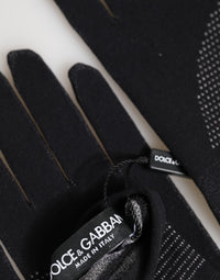 Dolce & Gabbana Black DG Logo Cotton Hands Mitten Men Men's Gloves