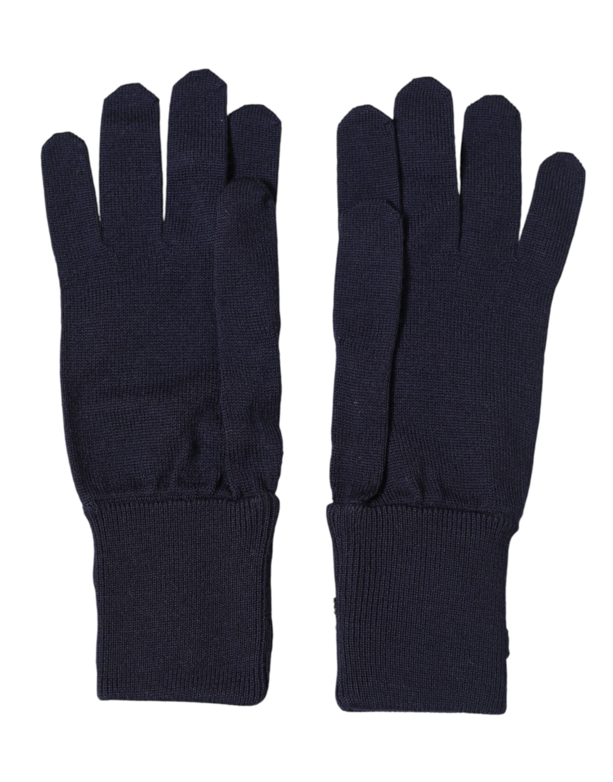Dolce & Gabbana Dolce & Gabbana Blue Wool Knit #DMen'sLondon Embroidered Mitten Men's Gloves