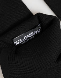 Dolce & Gabbana Black Virgin Wool Knitted Fingerless Men Men's Gloves