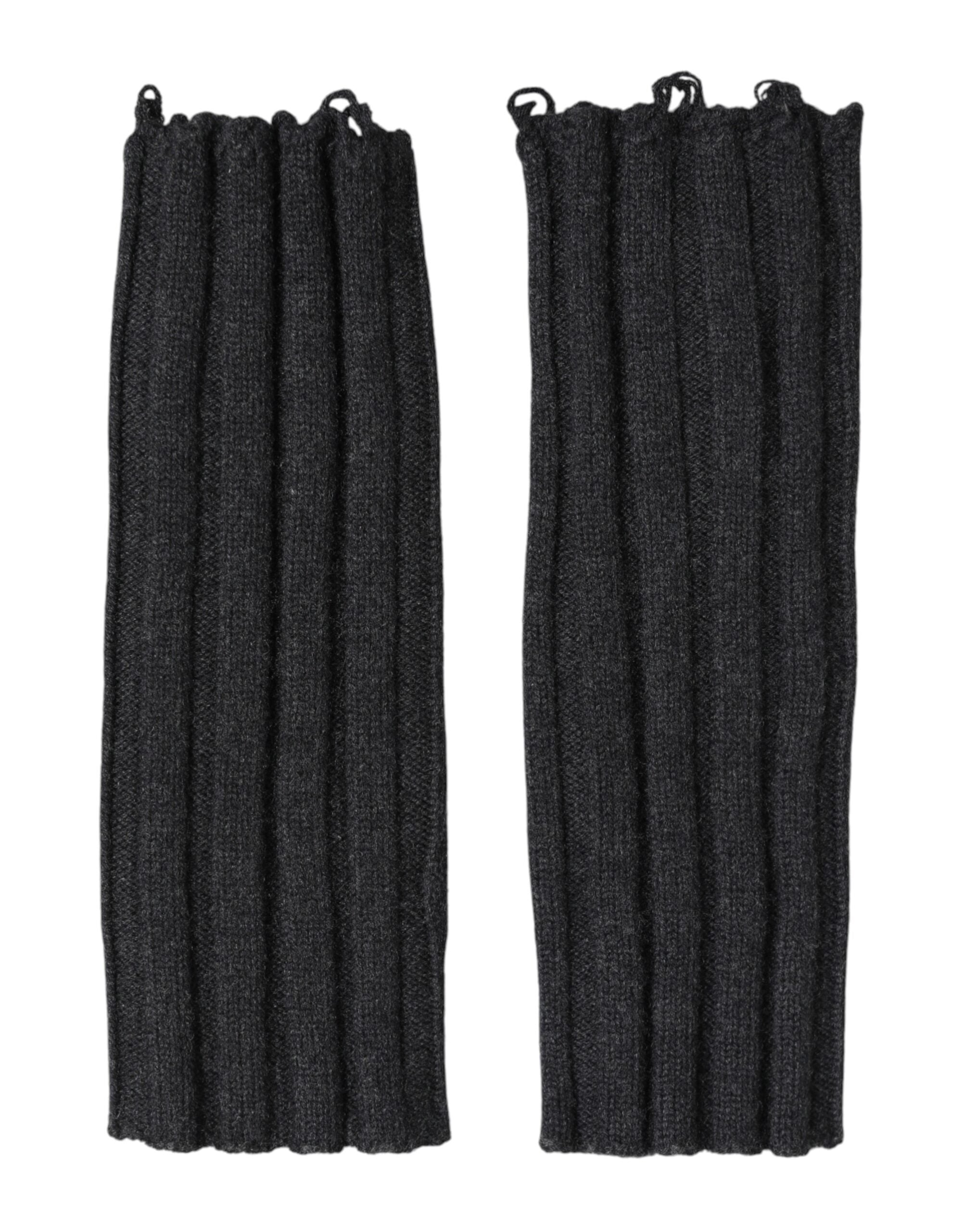 Dolce & Gabbana Black Virgin Wool Knitted Fingerless Men's Gloves