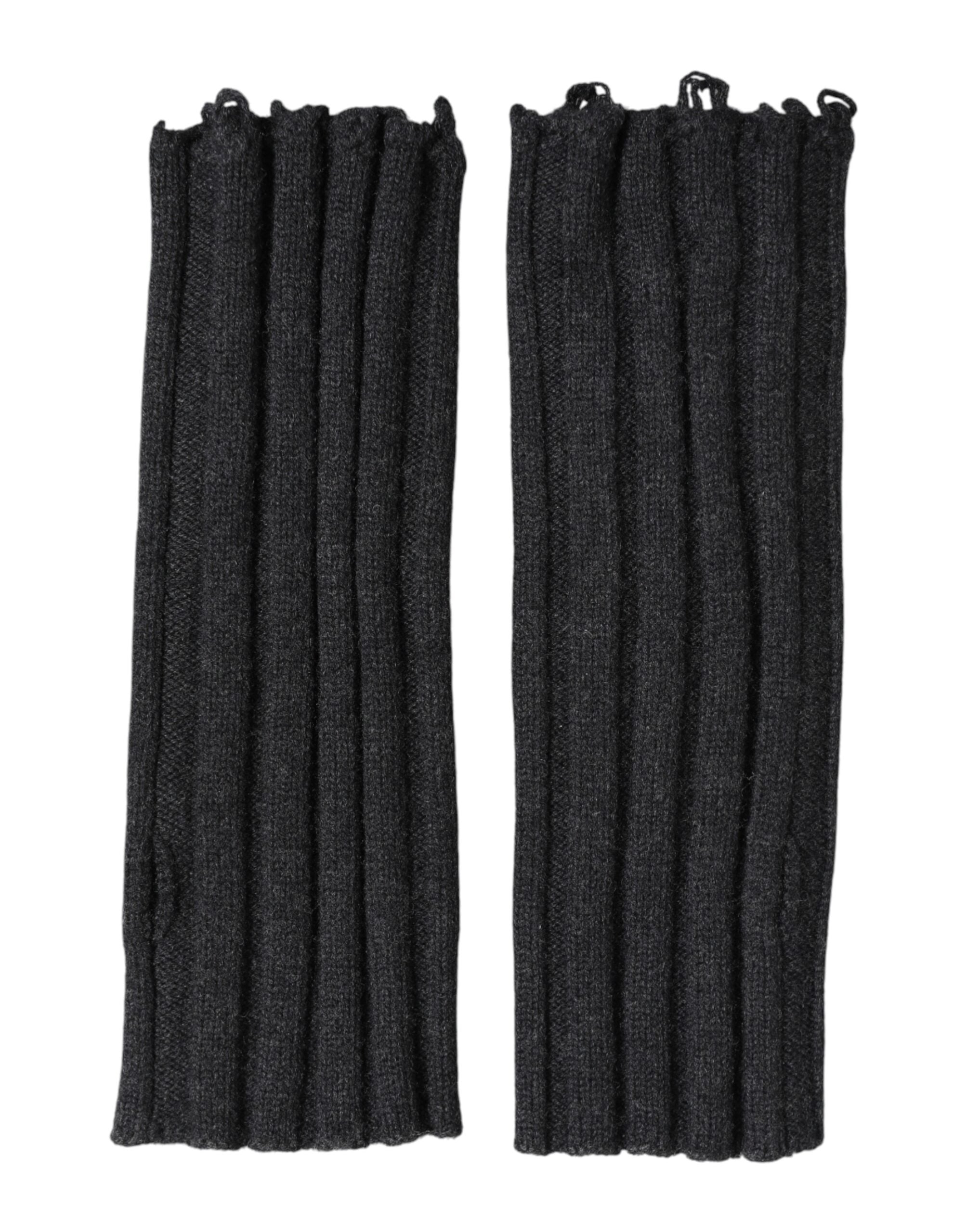 Dolce & Gabbana Black Virgin Wool Knitted Fingerless Men's Gloves