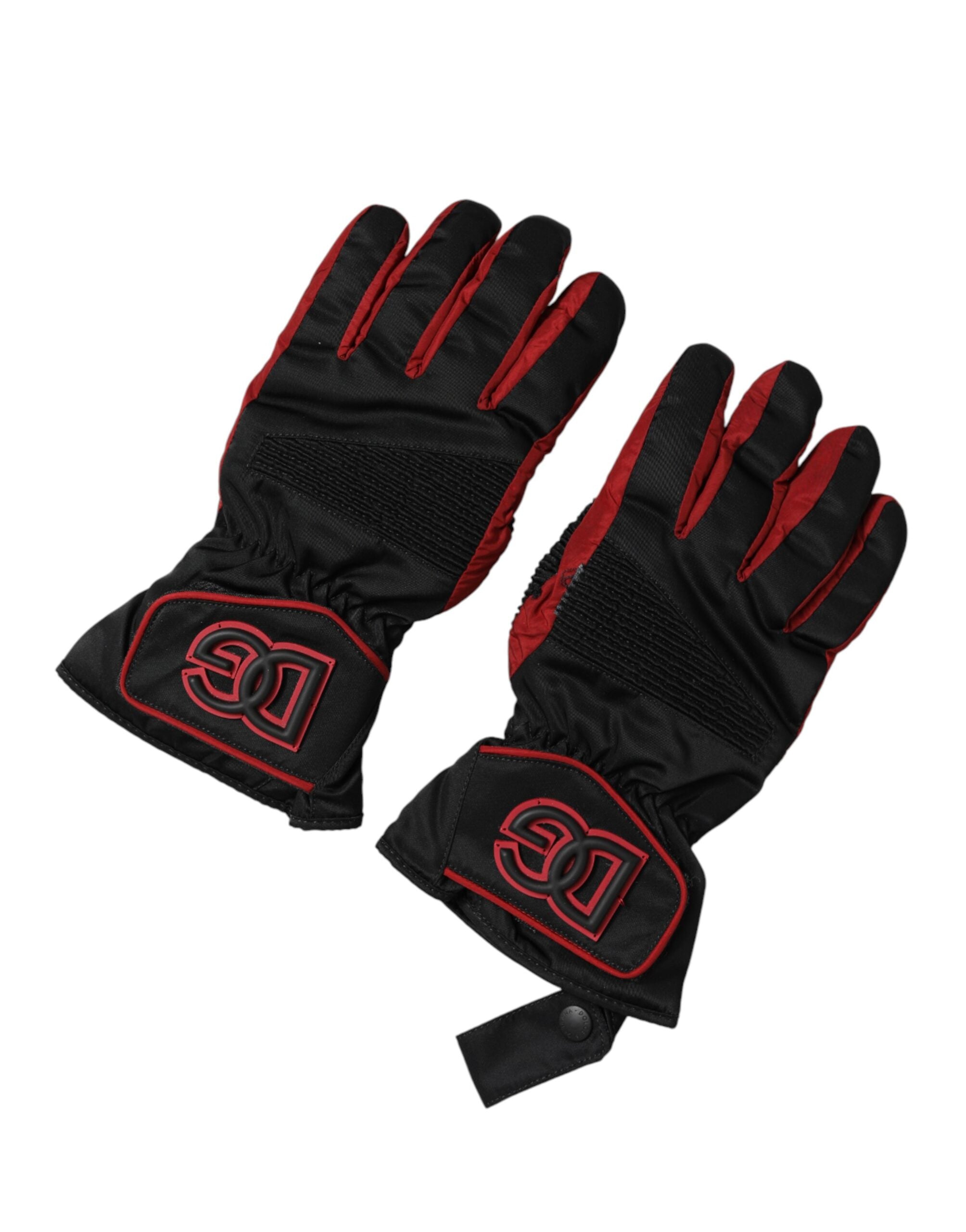 Dolce & Gabbana Dolce & Gabbana Black Red Nylon Wrist Length Mitten Men's Gloves