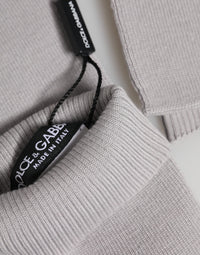 Dolce & Gabbana Gray Virgin Wool Knitted Fingerless Men Men's Gloves