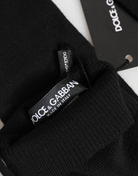 Dolce & Gabbana Black Virgin Wool Knitted Fingerless Men Men's Gloves