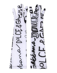 Dolce & Gabbana Black White DG Logo Elbow Length Mitten Women's Gloves