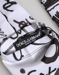 Dolce & Gabbana Black White DG Logo Elbow Length Mitten Women's Gloves