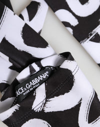Dolce & Gabbana Black White DG Logo Elbow Length Mitten Women's Gloves