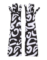 Dolce & Gabbana Black White DG Logo Elbow Length Mitten Women's Gloves