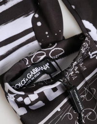 Dolce & Gabbana Black White DG Logo Elbow Length Mitten Women's Gloves