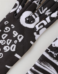 Dolce & Gabbana Black White DG Logo Elbow Length Mitten Women's Gloves