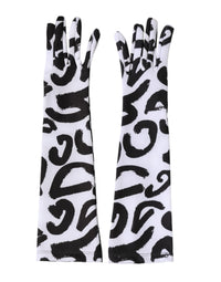 Dolce & Gabbana Black White DG Logo Elbow Length Mitten Women's Gloves