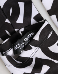 Dolce & Gabbana Black White DG Logo Elbow Length Mitten Women's Gloves