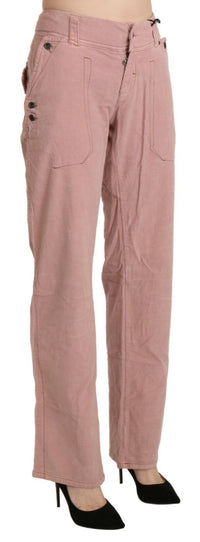Ermanno Scervino Cotton Pink High Waist Straight Trouser Women's Pants