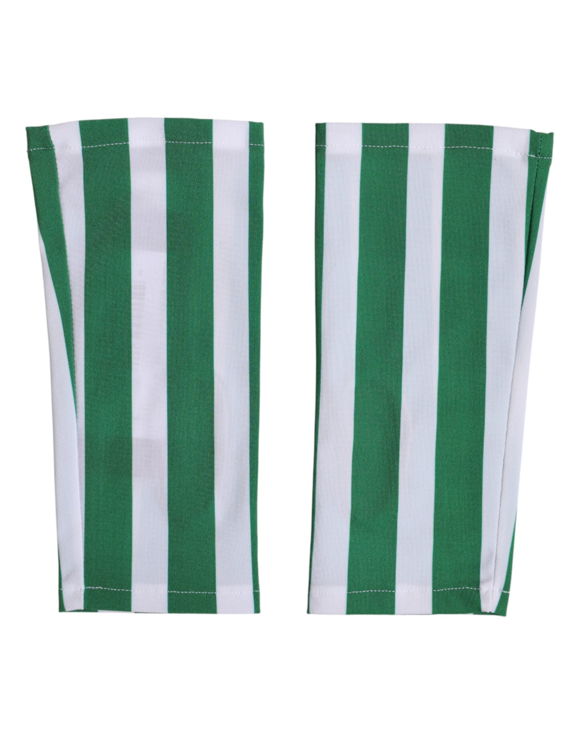 Dolce & Gabbana Green White Nylon Fingerless Wrist Length Women's Gloves