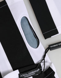 Dolce & Gabbana Black White Nylon Fingerless Wrist Length Women's Gloves