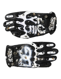 Dolce & Gabbana Women's Black White Crystal Wrist Length Mitten Women's Gloves