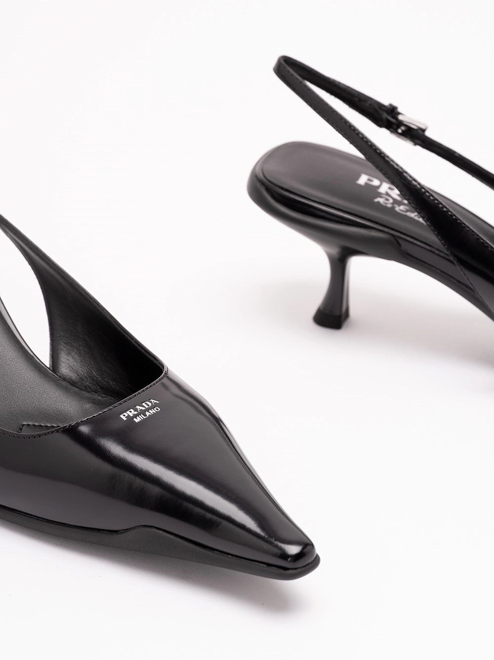Prada Women Brushed Leather Slingback Pumps